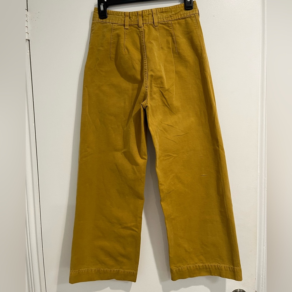 Free People We the Free Yellow High Waisted Wide Leg Cropped Khakis Sz. 27 - Picture 4 of 9